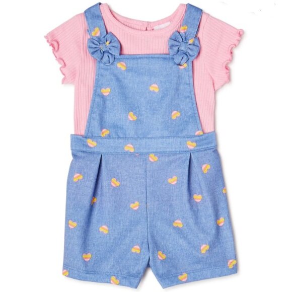 Wonder Nation Baby Girls Short Overall And Top Size 6-9 Months NWT - Picture 1 of 7